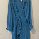 City Chic NEW  Shibara Wrap Longline Blouse Seafoam Blue Flowy Plus Sz 24 2XL Photo 1