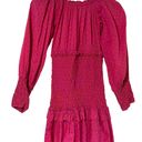 Alexis  Dress XS Marilena Smocked Off-shoulder Blouson-sleeve Fuchsia Dot Photo 2