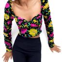 ZARA NWT. $50R  Off Shoulder Sweetheart Neckline Floral Crop Top Blouse Size M Photo 2