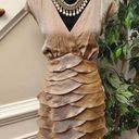 London Times  Women's Brown Rayon V-Neck Sleeveless Knee Length Dress Size 14W Photo 0