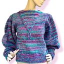 80’s Gitano balloon sleeve purple and teal marled knit sweater Size L Photo 0