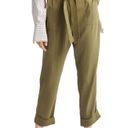 Treasure & Bond New  Pants Womens Size 0 Paper Bag Waist Cuffed Olive Green Photo 11