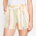 Loft  Citrus Striped PaperBag Pull On Shorts Orange Green Yellow Pastel Size Med Photo 0