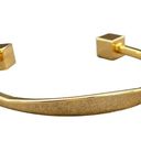 J.Crew  Shiny Gold Tone Open Cuff Bracelet with Cube Detail Photo 3