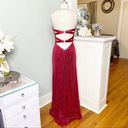 La Femme Red Sequin Strapless Formal Dress Prom Evening Gown Mermaid Photo 4