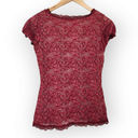 American Vintage Y2K Tapemeasure Dark Pink Lace Cami Short Sleeve V Neck Shirt XS Photo 4