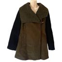 Sam Edelman Faux Suede Wool Blend Brown Shearling Collared Jacket - Large Photo 0