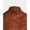 Ralph Lauren Lauren  Women's Lambskin Leather Moto Jacket 8 Dark Walnut 80s Rock Photo 12