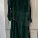 Maje  Elliptical Hem Emerald Gree Velvet Longsleeve Midi High Low Dress Designer Photo 0