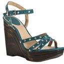 Frye  Turquoise Studded Bridget Wedges/Platforms Gr‎ Photo 0