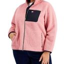 Tommy Hilfiger  Pink Faux Fur Fleece Full Zip Mock Neck Jacket Size 1X Photo 0