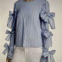 Endless Rose  Women's Striped Tie Sleeve Top Blouse Powder Blue Size L Photo 0