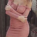 Majorelle  Deep Blush Darling V Neck Stretched Ruched Mini Dress Size Small Photo 1