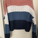 Aeropostale Block Striped V Neck Cropped Sweater Photo 3