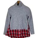 THML Cozy Layered Look Red Plaid Grey Sweater Size Small Photo 0