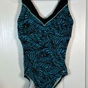 Nike Women's  Black Teal V-Neck Training Athletic Swimsuit Size Large EUC #6206 Photo 1