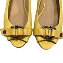 Frye Wedges  Yellow Leather Buckle Detail Peep Toe Wedges, Sz 8 Photo 4