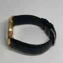 GUESS Woman’s gold plated quartz Japan mov  black leather band wrist watch! Photo 4