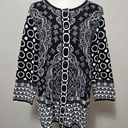 Isaac Mizrahi  Black & White Geo Paisley Jacquard Knit Cardigan Size XL Photo 0