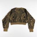 Good American  Cotton Stretch Knit Cropped Intarsia Crew Neck Pullover Sweater L Photo 2