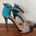 Sole Society Sheila Teal Animal Patterned Ankle Strap Stiletto Heels Photo 6