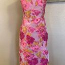 Lulus NWOT  Upgraded Event Pink Floral Jacquard Strapless Bustier Midi Dress Photo 2