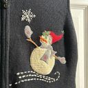 Woolrich NWT  Snowman Novelty Zip Up Christmas Black Vest Womens S Holiday Snow Photo 2