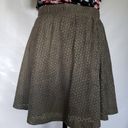 Candie's  Womens Skirt Size Medium Skater Suede-Like Olive Green Cutout Triangle Photo 2