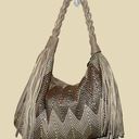 Big Buddha  awesome bag! Cream and brown chevron design with fringe and sparkle Photo 0