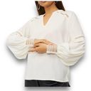 JDY Jacqueline de Yong Long Sleeve Pullover Top White Women's 42 Blouse  Lace WVN Photo 7