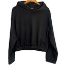 ZARA  Cropped Hoodie Long Sleeve Soft Sweatshirt Elastic Waist L Black #2250 Photo 7