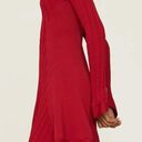 Esteban Cortazar Dress Womens Large Red Bell Sleeve Knit Stretch Mini Ribbed Photo 2