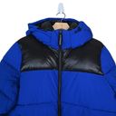 BCBGeneration  Womens L Colorblock Hooded Puffer Jacket in Cobalt with Black NEW Photo 3