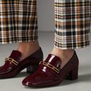 Burberry  Burgundy Red Chillcot Chain Patent Leather Block Heel Loafer Pump Photo 13