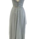 Monique Lhuillier  Bridesmaid Womens 12 Tulle Petra Pleated Sleeveless Gray Maxi Photo 5