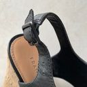 Franco Sarto Women’s Size 5 Black Gallard Leather Cork Wedge Sandals. Photo 8