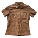 Moda  International VS Suede Leather Shirt Brown Small Snap Button Vintage Y2K Photo 7