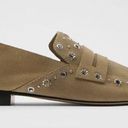 ZARA Tan Camel Suede Silver Metal Grommet Loafers Flats Photo 1