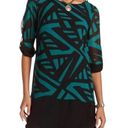 Charlotte Russe Black and green geometric print shift dress size large Photo 0