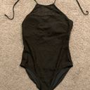 SO Vintage Halter Black Lace 1pc Swimsuit Bathing Suit Beach Summer Y2K sz XL Photo 3