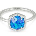 Kendra Scott  Davie Silver Band Ring in Royal Blue Kyocera Opal RARE Photo 0