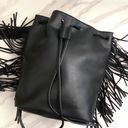 Victoria's Secret VICTORIA’S SECRET Black Fashion Show Faux Leather Fringe Drawstring Backpack Photo 7