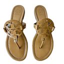 Tory Burch  Sandals Tan Patent Leather Flip Flops Slip On Logo Shoes Women's 9.5M Photo 3