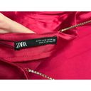 ZARA NWT  Effect Satin Hot Pink Mini Cocktail Dress With Jewel Straps SZ Small Photo 6