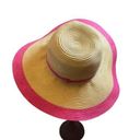 Charlie Paige Charlie‎ Paige Wide Brim Floppy Contrast Bright Pink Straw Sun Hat Photo 0