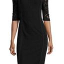 Rebecca Taylor  Short Sleeve Lace Mixed Media Sheath Dress Black Bodycon Photo 0