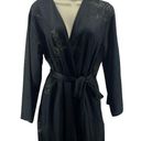 Jones New York Vintage  Black Sheer Cutouts Long Satin Womens Size Medium Photo 0