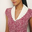 Reformation NWOT  Palermo Top in Roja Red White Floral Collar Peplum Hem Size 2 Photo 1