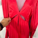 Farm Rio  Cutout Maxi Dress Red V Neck Ballon Sleeve Size Medium NWT Photo 6