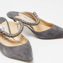 Jimmy Choo  Grey Suede Bing Crystal Embellished Mules Size 37 Photo 3